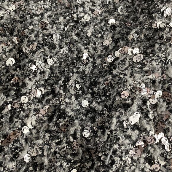 H&M Black Silver Sequin Oversize Textured Long Sleeve Open Front Lined Jacket M - Picture 8 of 13